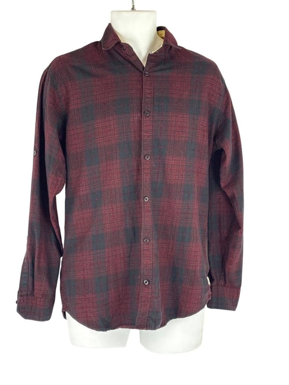 Vintage Diesel Industry Plaid Button Down Shirt Men's XL Mohawk Logo Red Y2K